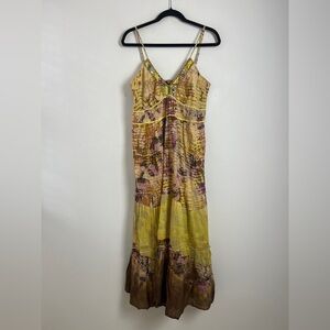 NEW Anthropologie Chaudry KC Bohemian Tiered Beaded Multi-Color Maxi Dress Large